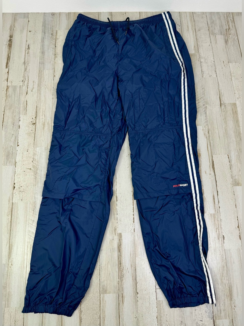 VTG Polo Sport Ralph Lauren Men’s Large Track Pants WindBreaker Ankle Zip Blue